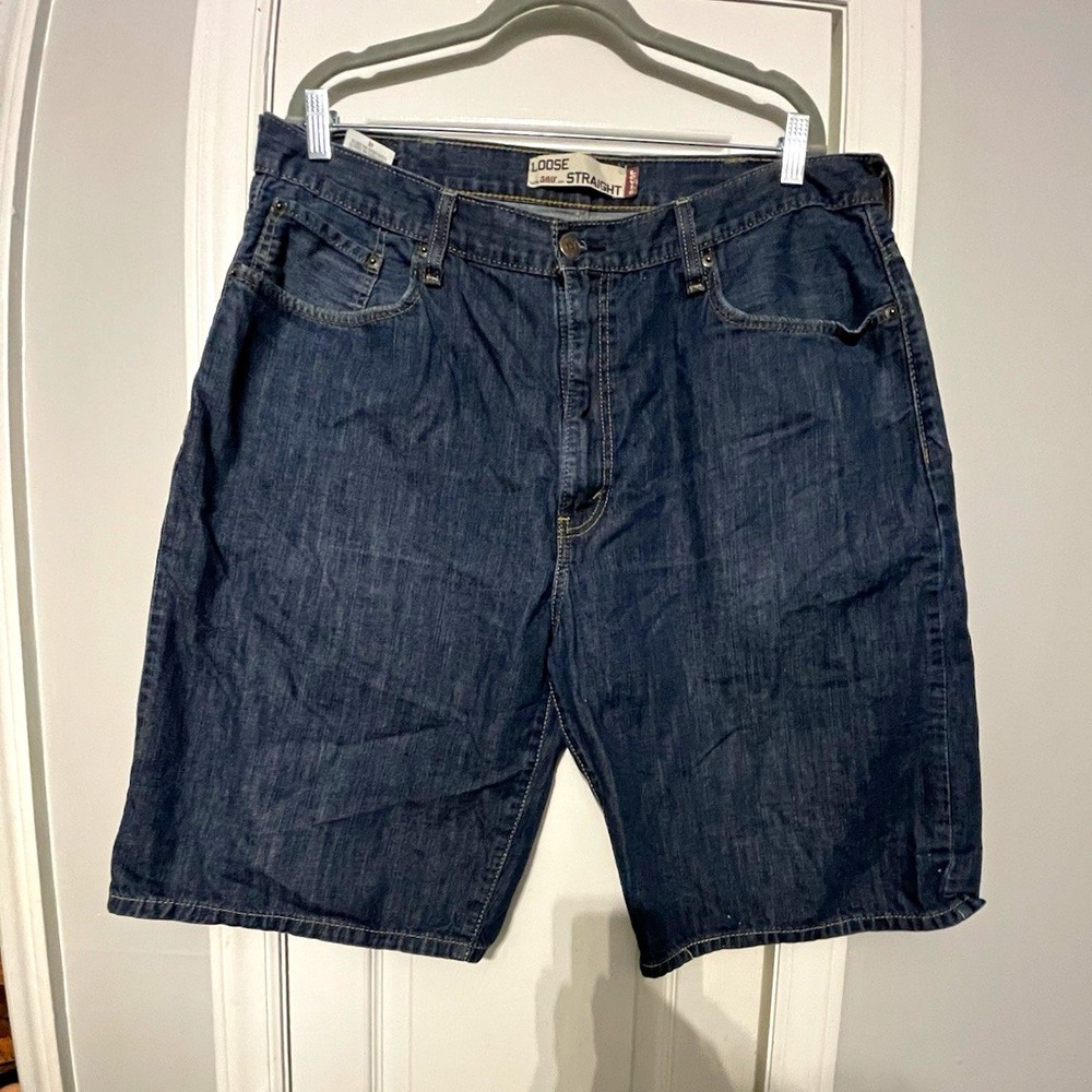 Levi's 569 Men's Blue Denim Jean Shorts Medium Wash Loose Fit 5-Pocket Button